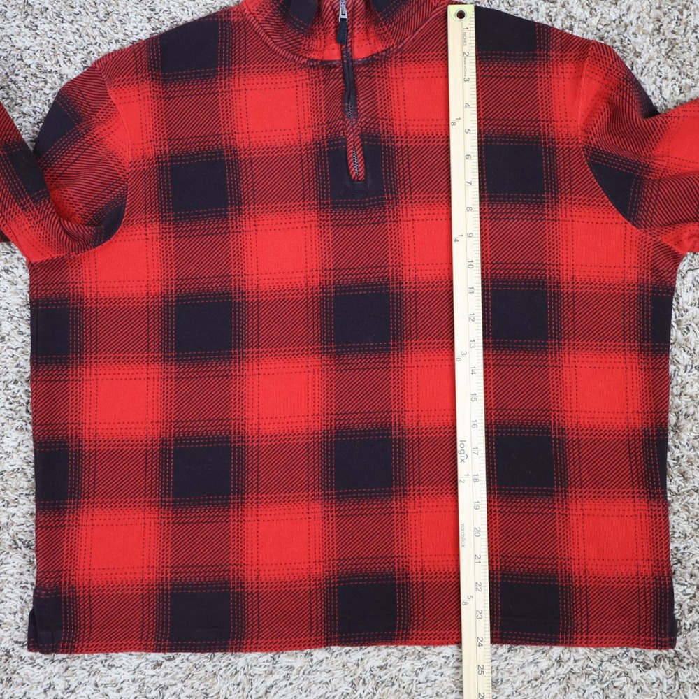 Polo Ralph Lauren Estate Rib Buffalo Plaid Quarter Zip Pullover Large Red Black - Picture 9 of 11